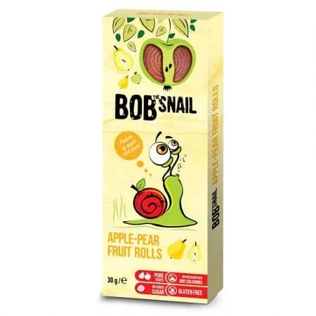 Rulou natural din mere si pere, 30 g, Bob Snail — preț și oferte