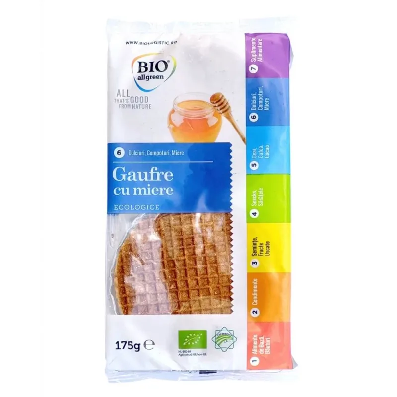 Gaufre Bio cu miere, 175 g, Bio All Green — preț și oferte