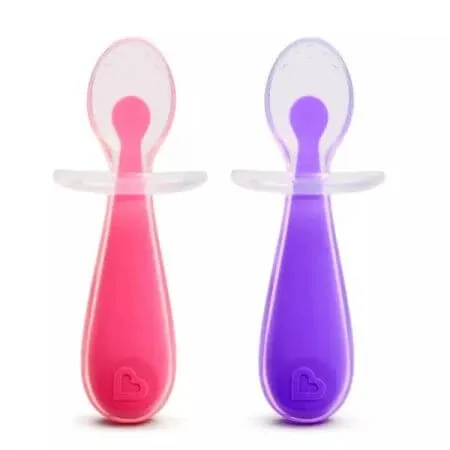 Set 2 lingurite pentru bebelusi Gentle Scoop, +6 luni, Pink/Purple, Munchkin — preț și oferte