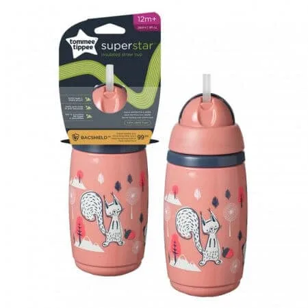Cana cu pai izoterma, + 12 luni, roz, Tommee Tippee — preț și oferte