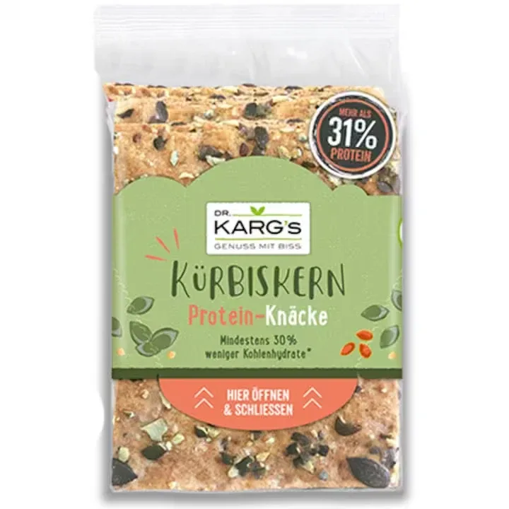 Crackers proteic cu seminte de dovleac, 150 g, Dr. Karg's — preț și oferte