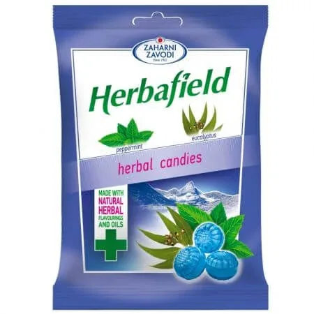 Dropsuri cu aroma de menta si eucalipt, 85 g, Herbafield — preț și oferte