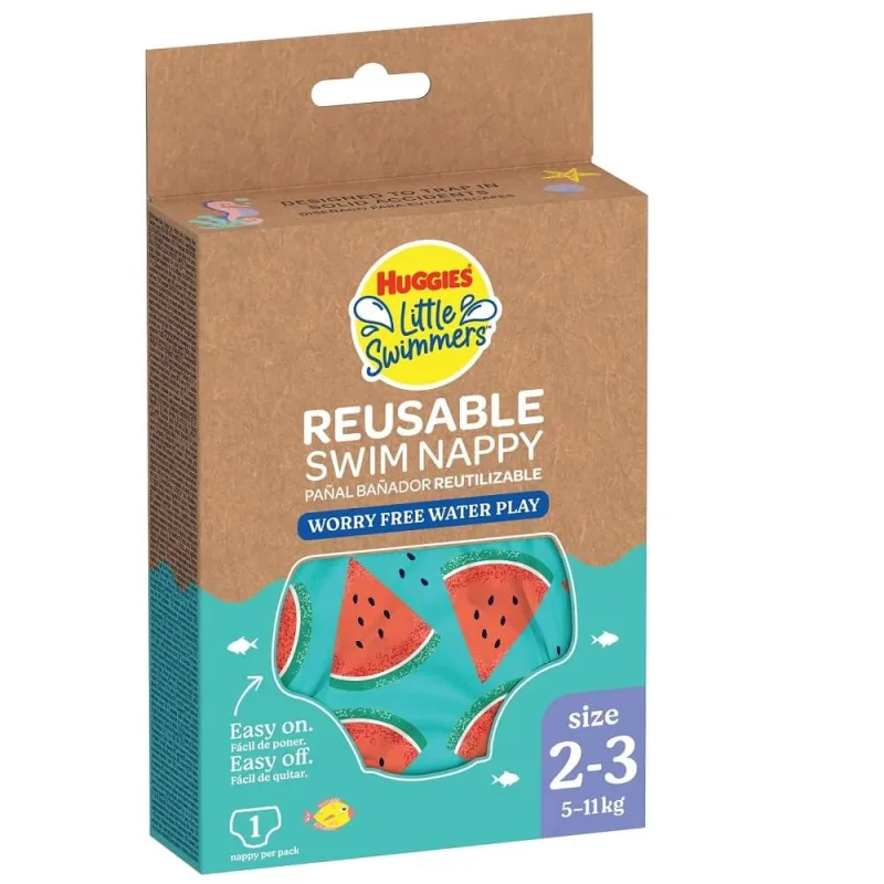 Scutec pentru inot refolosibil Little Swimmers, Nr. 2 - 3, 5 - 11 kg, Watermelon, 1 buc, Huggies — preț și oferte