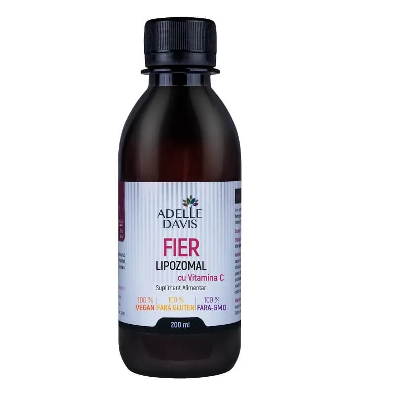Fier Lipozomal cu Vitamina C, lichid, 200 ml, Adelle Davis — preț și oferte