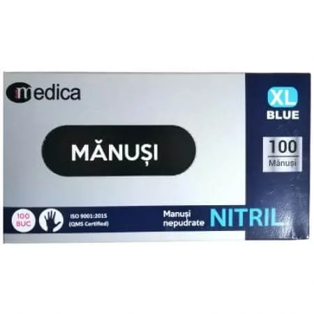 Manusi Nitril nepudrat albastre, XL, 100 bucati, Medica Medica-Group — preț și oferte