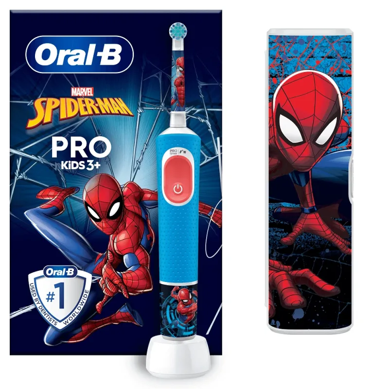 Periuță de dinți electrică + trusă de călătorie Vitality Pro Kids Spider-Man, pentru copii 3+ ani, Oral-B — preț și oferte