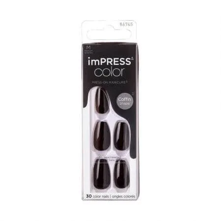 Unghii false Impress, All Black Medium Coffin, Kiss — preț și oferte
