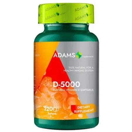 Vitamina D-5000 softgel, 120 capsule, Adams Vision — preț și oferte