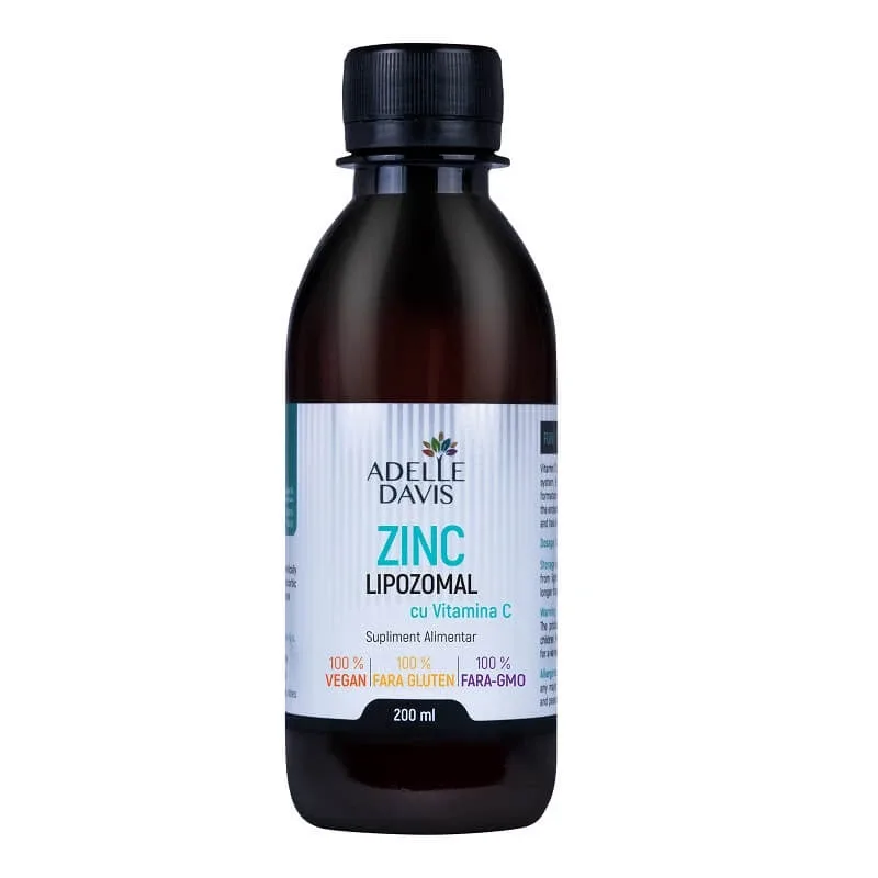Zinc Lipozomal cu Vitamina C, lichid, 200 ml, Adelle Davis — preț și oferte