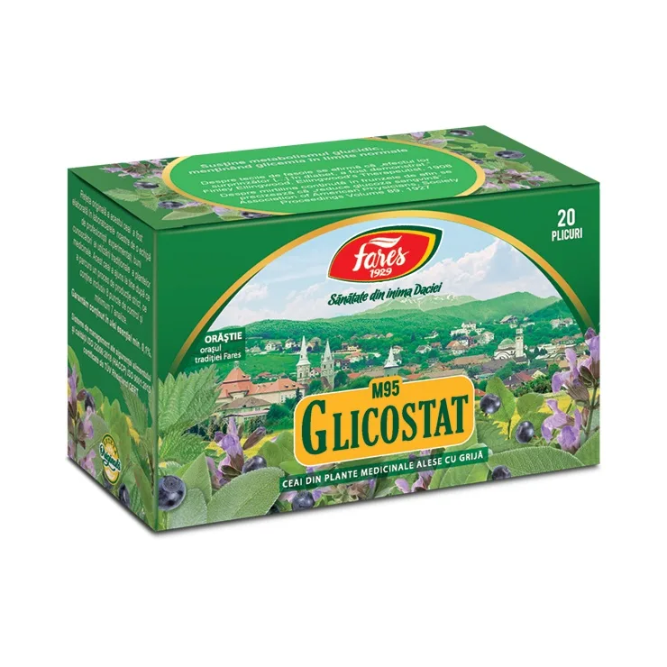 Ceai Glicostat, M95, 20 plicuri, Fares — preț și oferte