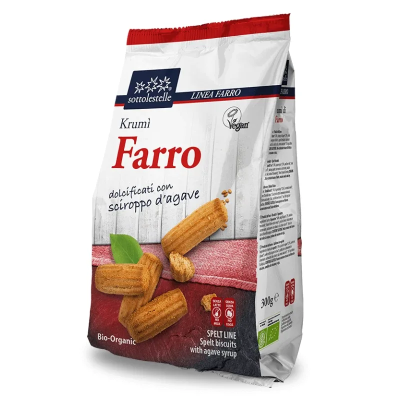Biscuiti vegani din faina Spelta Krumi eco, 300 g, Sottolestelle — preț și oferte