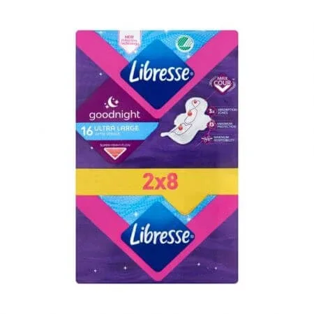 Absorbante Libresse Ultra Large cu aripioare Goodnigh, 16 bucati, Libresse — preț și oferte