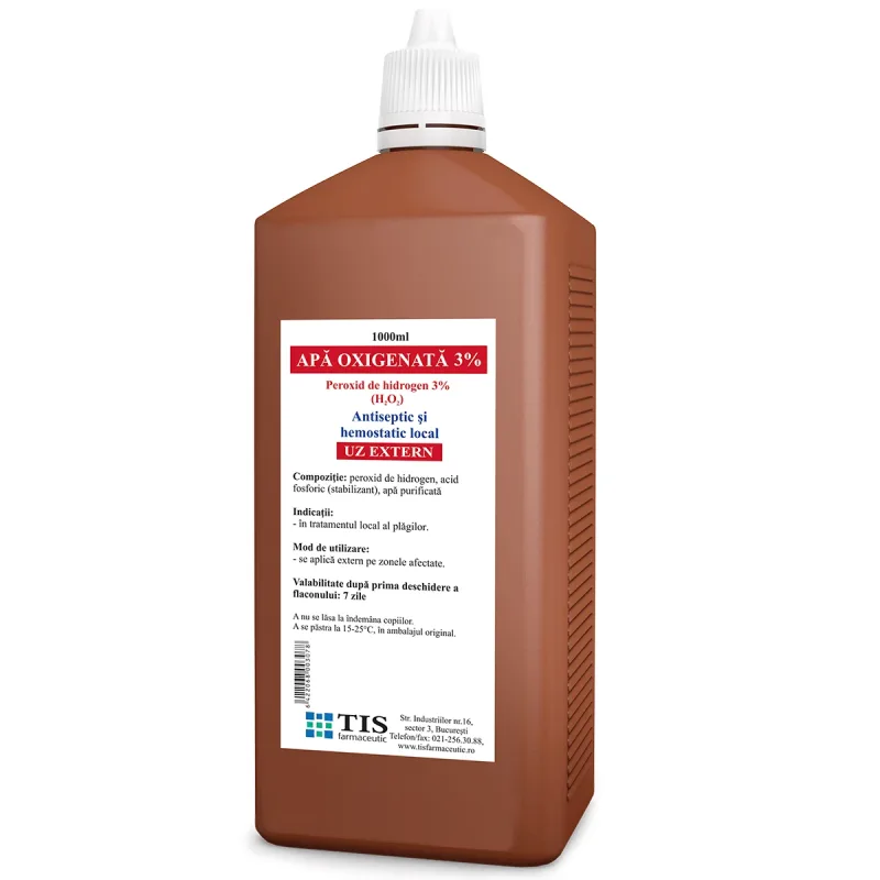Apǎ oxigenatǎ 3%, 1000 ml, Tis Farmaceutic Tis Famaceutic — preț și oferte