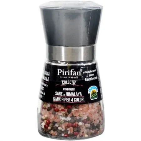Rasnita cu sare roz de himalaya iodata si piper in 4 culori, 180 gr, Pirifan — preț și oferte