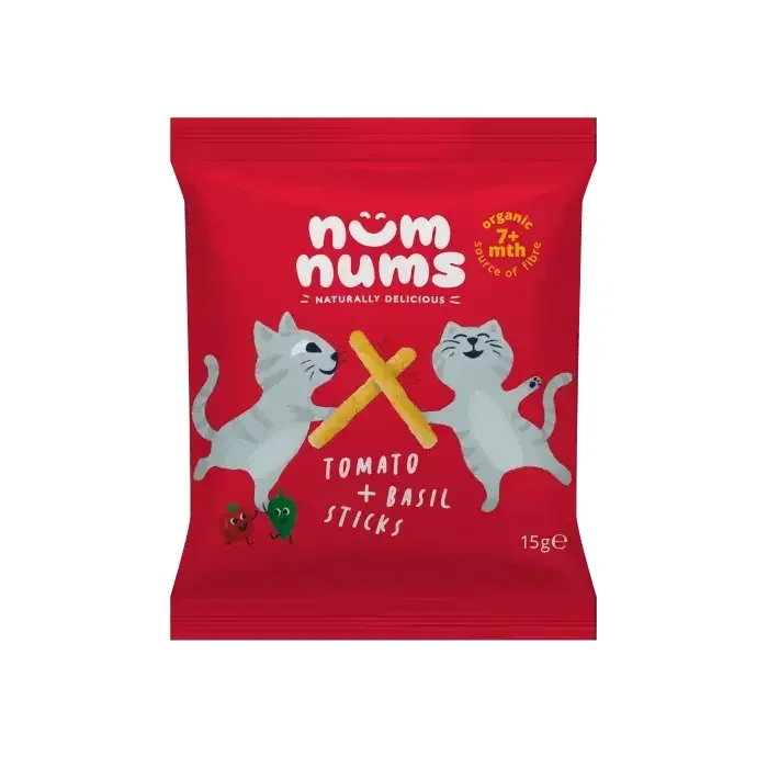 Sticksuri Bio cu rosii si busuioc, + 7 luni, 20 g, Num Nums — preț și oferte