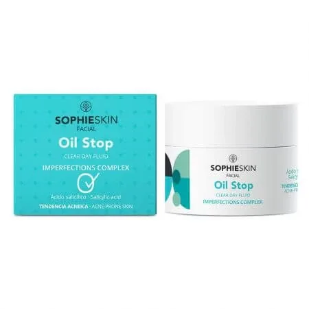 Fluid de zi hidratant pentru ten cu tendinta acneica Oil Stop, 50 ml, Sophieskin — preț și oferte