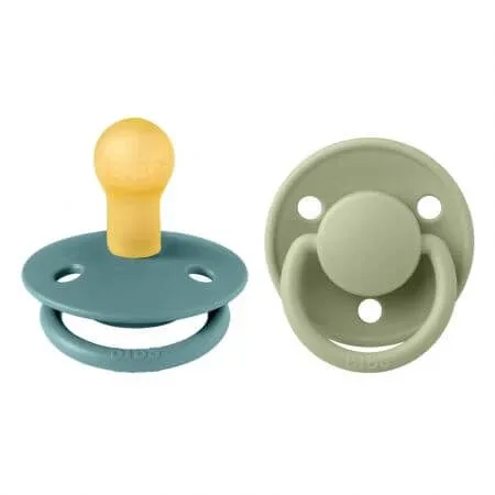 Set 2 suzete cu tetina rotunda din latex De Lux, +6 luni, Island Sea - Sage, Bibs — preț și oferte