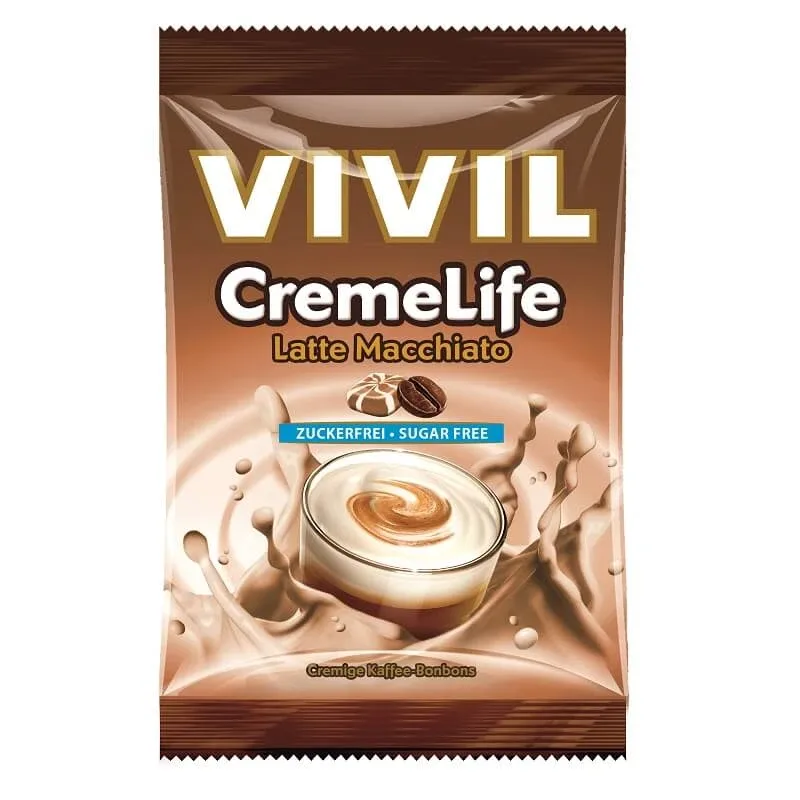 Bomboane fără zahăr cu aromă de Latte Macchiato Creme Life, 60 g, Vivil — preț și oferte