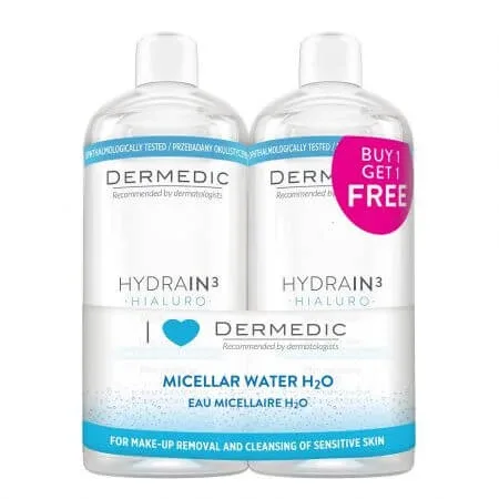 Dermedic Hydrain3 Pachet Apa micelara H2O DuoPack  Hialuro, 2x500 ml — preț și oferte