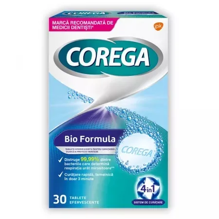 Tablete efervescente pentru curatarea protezei dentare Corega Bio Formula, 30 buc — preț și oferte