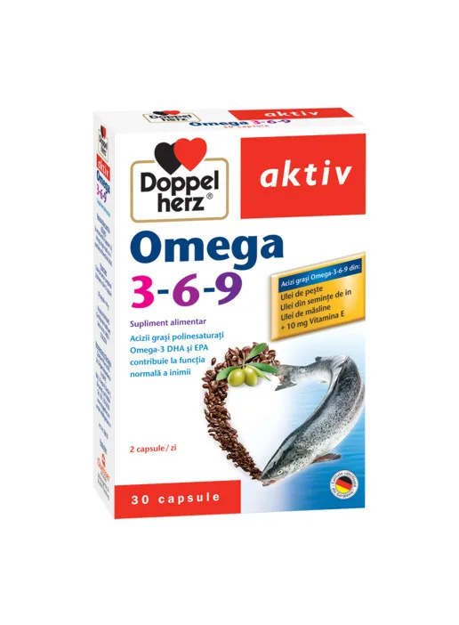 Omega 3-6-9 + vitamina E, 30 capsule Doppelherz — preț și oferte