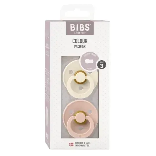 Set 2 suzete Colour Latex, 18-36 luni, Ivory/Blush, Bibs — preț și oferte