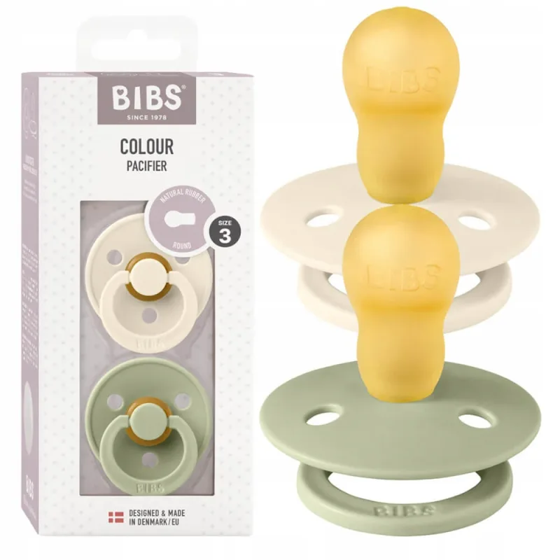 Set 2 suzete Colour Latex, 18-36 luni, Ivory/Sage, Bibs — preț și oferte