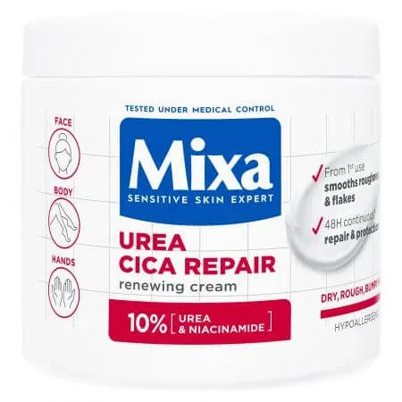Crema regeneratoare pentru fata si corp cu 10% Uree si Niacinamida Cica Repair, 400 ml, Mixa — preț și oferte