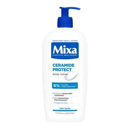 Lotiune de corp cu 6% Glicerina, Lipide si Ceramide pentru piele uscata, Ceramide Protect, 400 ml, Mixa — preț și oferte