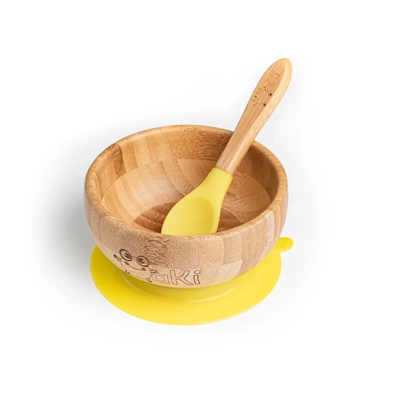 Set castron si lingurita din bambus, Galben, Oaki — preț și oferte