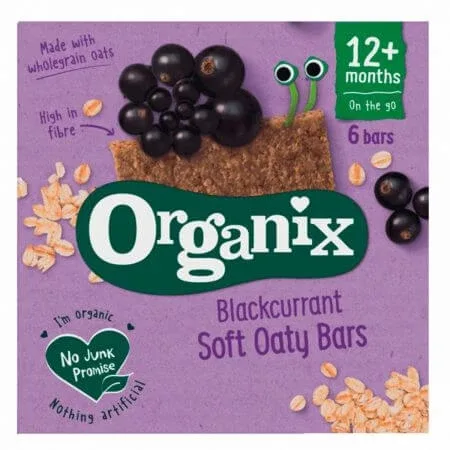 Batoane Bio din ovaz integral cu mere si coacaze negre, +12 luni, 6 batoane x 23 g, Organix — preț și oferte