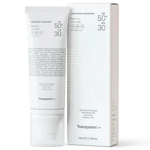 Crema de fata cu SPF50+ rezistenta la apa, 100 ml, Transparent Lab