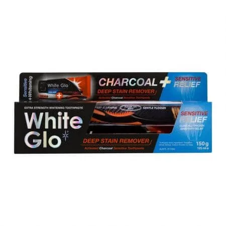 Pasta de dinti cu carbune activat Charcoal Deep Stain Remover Sensitive Relief, 125 ml, White Glo — preț și oferte