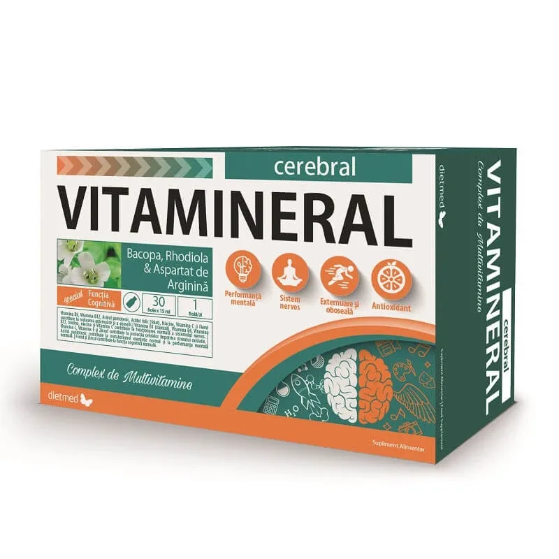 Vitamineral Cerebral, 30 flacoane x 15 ml, Dietmed — preț și oferte