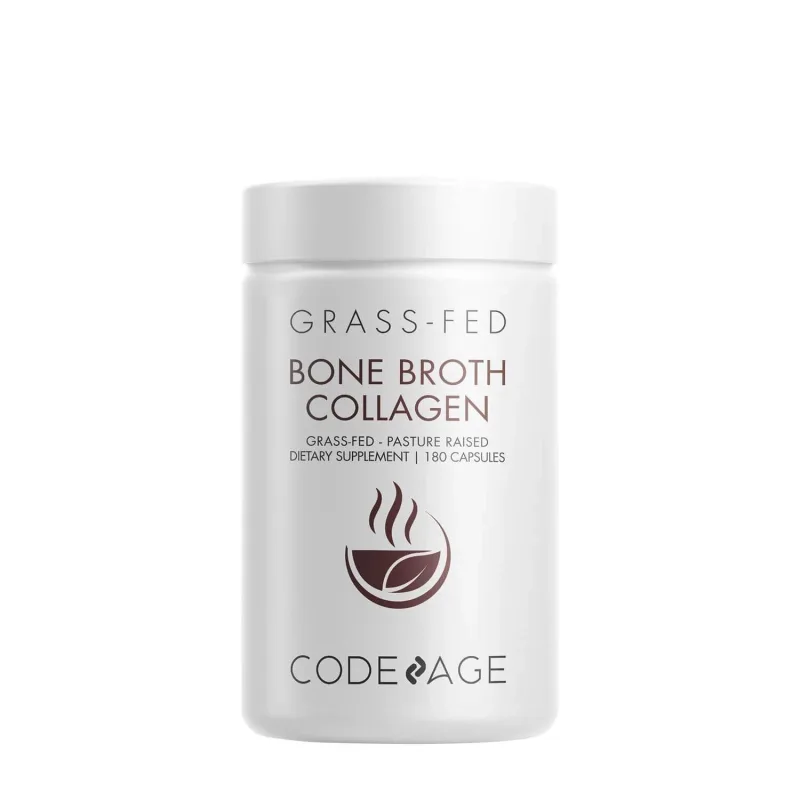 Codeage Bone Broth Collagen Peptides, Peptide Din Colagen De Tipul I, Ii & Iii Din Fiertura De Oase Cu Turmeric Si Ashwagandha, 180 Cps — preț și oferte
