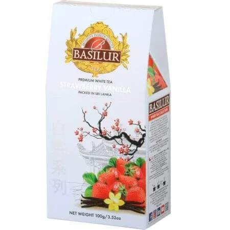Ceai alb Refill White Strawberry Vanilla, 100 g, Basilur — preț și oferte