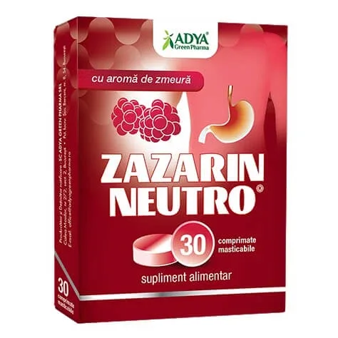 Supliment alimentar pentru arsuri gastrice Zazarin Neutro, 30 comprimate, Adya Green Pharma — preț și oferte