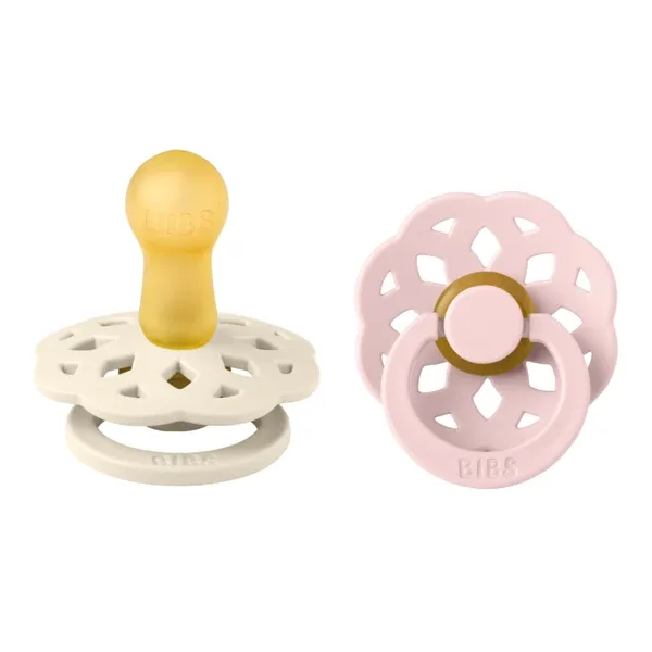 Set 2 suzete cu tetina rotunda Boheme Latex, +6 luni, Ivory - Blossom, Bibs — preț și oferte