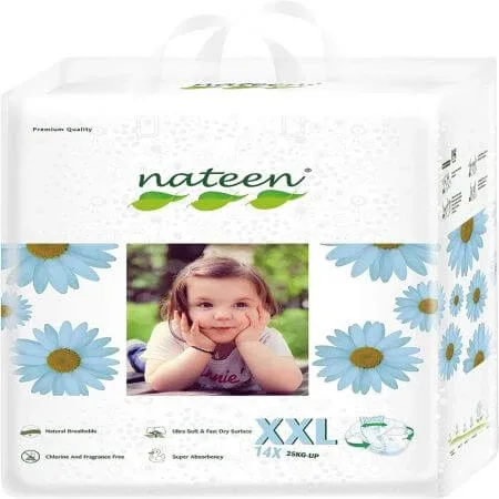 Scutece ecologice hipoalergenice Premium Line, 3D Flex & Fit, Nr. 6, 15-25 kg, 14 bucati, Nateen — preț și oferte