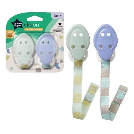 Set 2 suporturi pentru suzete, +0 luni, Verde/Mov, Tommee Tippee — preț și oferte