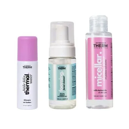 Kit Travel Size Apa Thermala 50 ml + apa micelara 100 ml + Spuma de curatare 100 ml, Synergy Therm — preț și oferte