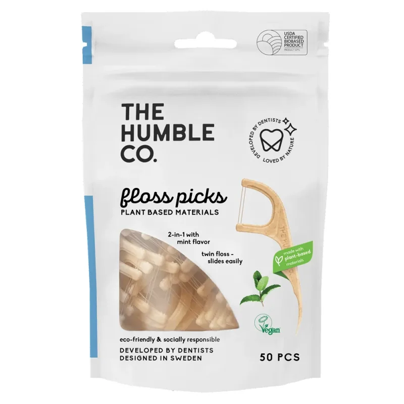 Ata dentara cu suport Mint, 50 bucati, The Humble Co — preț și oferte