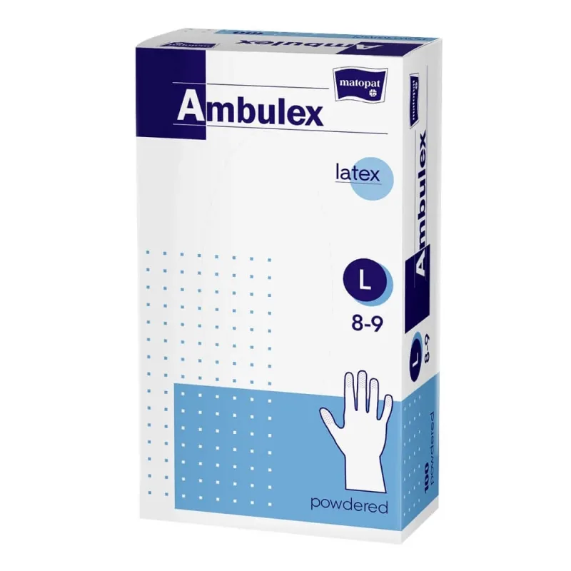 Manusi de examinare din latex pudrate Ambulex, Marimea L, 100 bucati, Matopat — preț și oferte