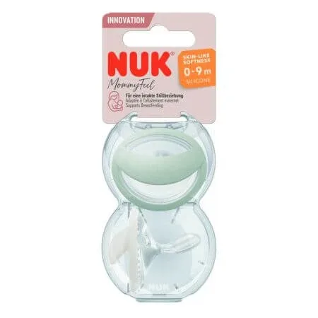 Set 2 suzete din silicon Mommy Feel, 0-9 luni, 2 bucati, Verde, Nuk — preț și oferte