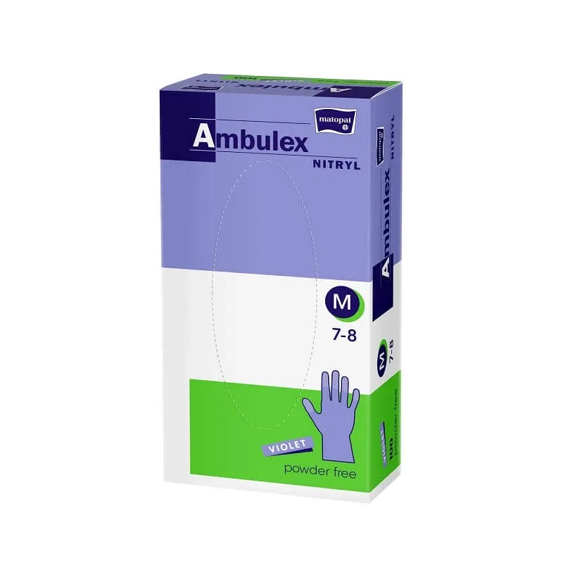 Manusi examinare din nitril nepudrate Medium, 100 bucati, Ambulex — preț și oferte