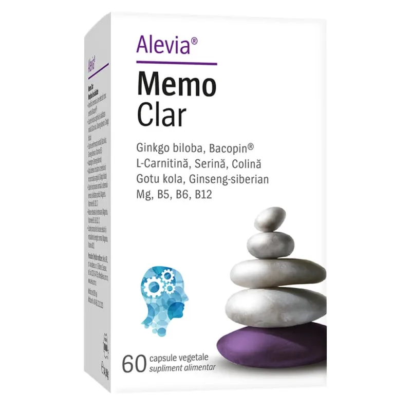 Memo Clar 60 capsule vegetale - Supliment pentru memorie si focus, Alevia — preț și oferte