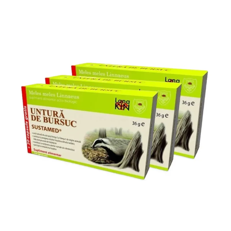 Untură de bursuc, 3 x 120 capsule, Sustamed  — preț și oferte
