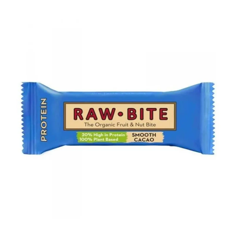 Baton Bio proteic Smooth Cacao, 45 g, Rawbite — preț și oferte