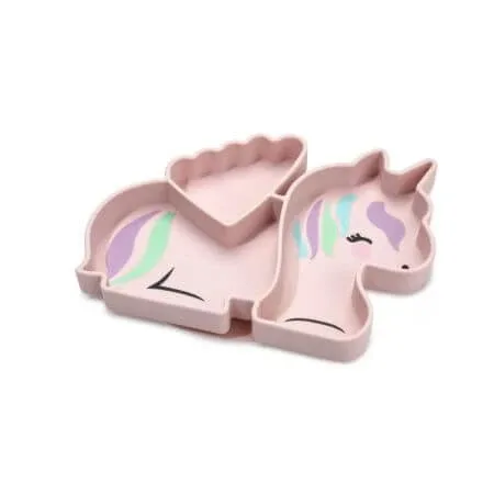 Farfurie compartimentata cu ventuza din silicon, 6+ luni, Unicorn, Melii — preț și oferte