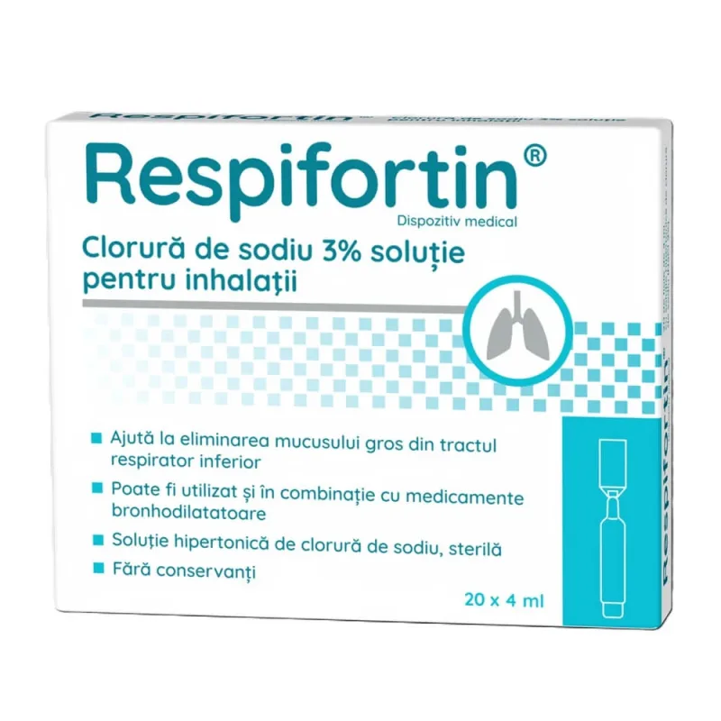 Clorura de sodiu 3% solutie pentru inhalatii Respifortin, 20 fiole x 4 ml, Penta Arzneimittel — preț și oferte